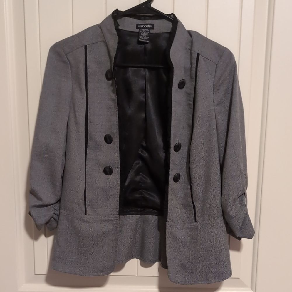 Stoosh Gray Women's Blazer With Black Accents - Picture 1 of 15